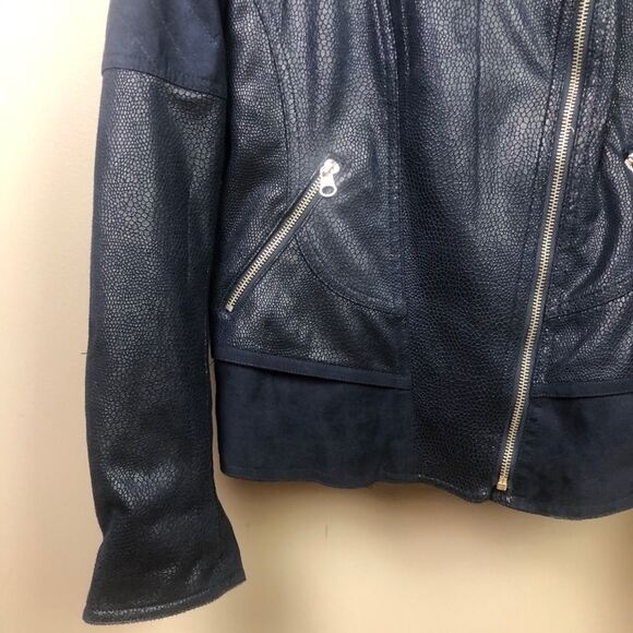 Freda (UK Boutique) Blue Biker Moto Jacket Size 12 - Picture 6 of 11